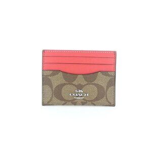 Coach Signature Khaki Tangerine Slim ID Card Case NWT CH415